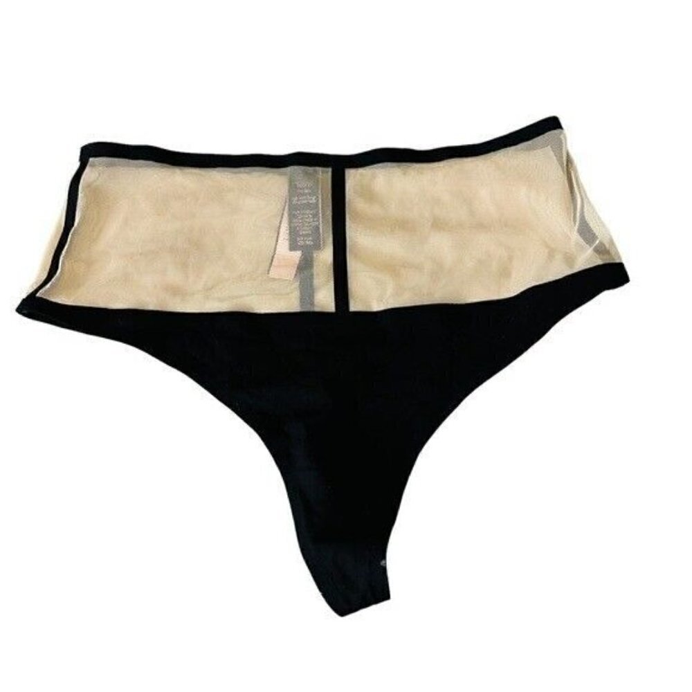 VICTORIA’S Secret Unlined Mesh Panty Black and Tan Size Small - Picture 3 of 6